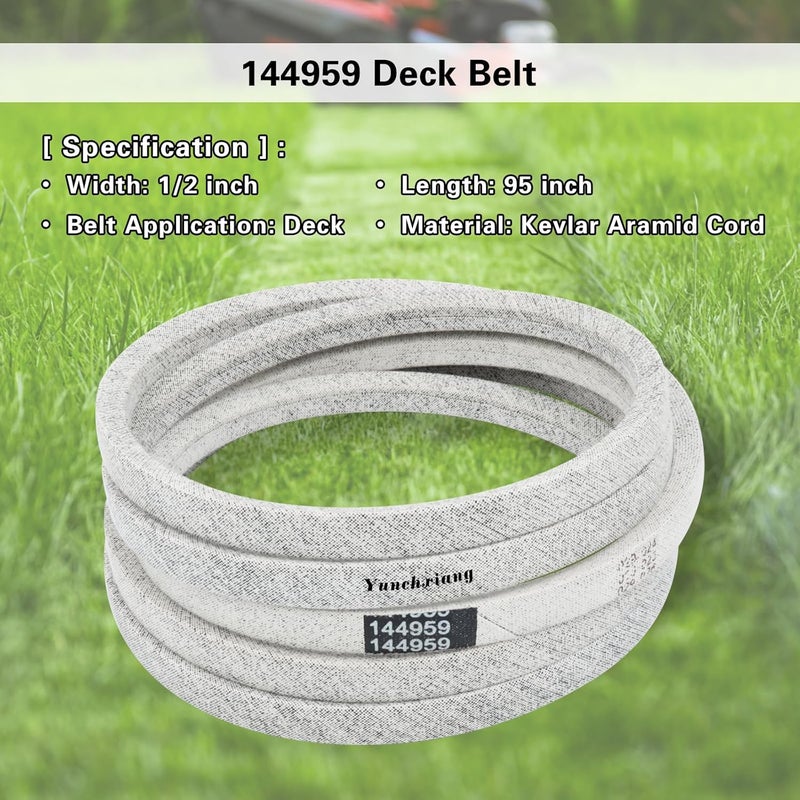 Dofank 532144959 Deck Belt Kevlar for 144959 Craftsman Deck Belt, Craftsman 42 inch Riding Mower LT1000, LT2000, YT3000, DYT4000, Replaces 130801, 160855, 138255, 532138255 - Aramid Cord, 1/2'' x 95'' - Image 2